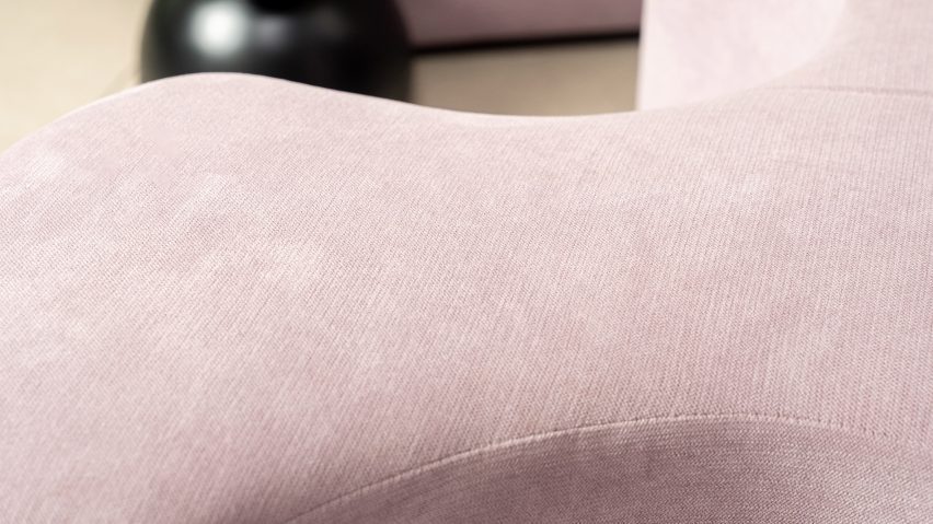 Close up detail of baby pink seat