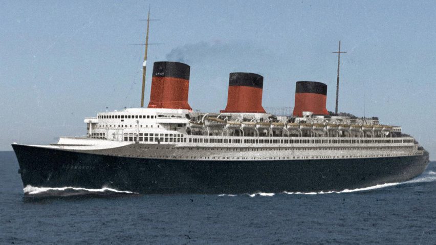Colourised photo of the SS Normandie