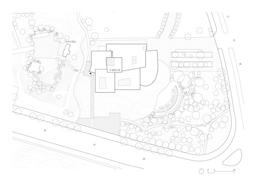 Site plan of Huanglong Mountain Zisha Mineral Source Museum by Atelier XÜK