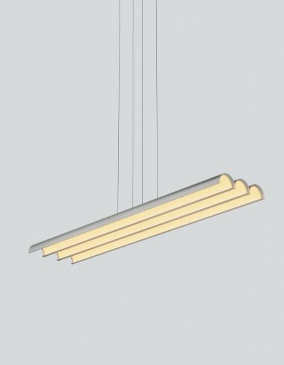 Minimalist tubular lights hanging from ceiling