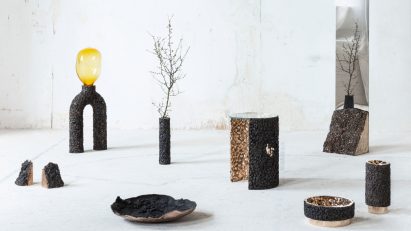 Student project displayed on a white table