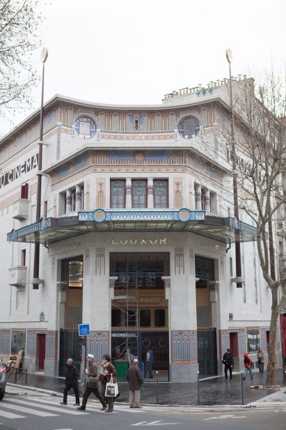 Exterior of an art deco cinema in Paris
