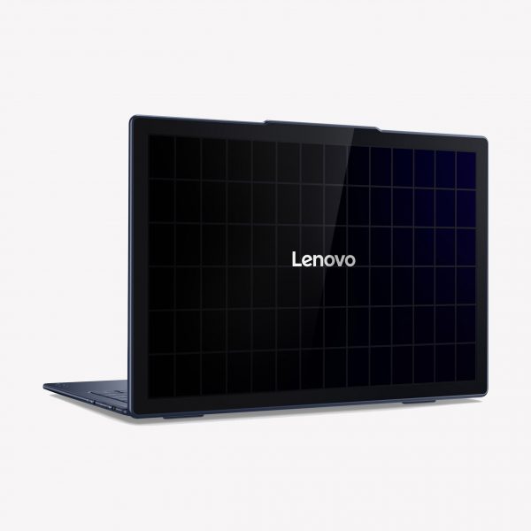 Laptop with solar cells on the back