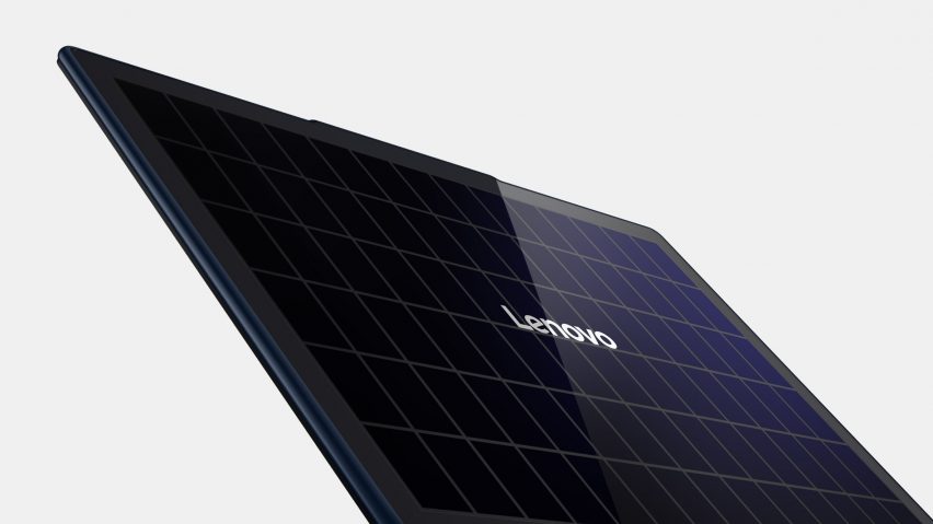 Rendering of the solar panel on the Lenovo Solar Yoga PC concept, showing a lack of gridlines and other obstructions