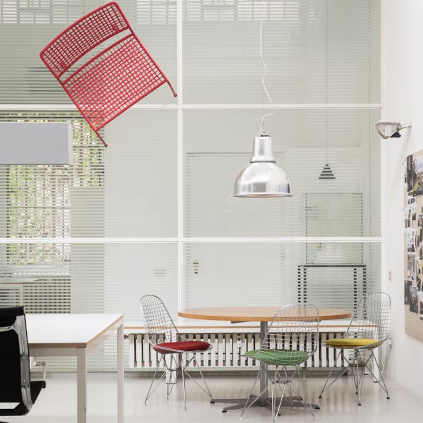 Studio space with metal seating