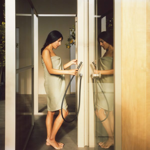 External shower on a home spa cubicle