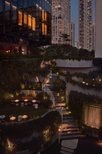 Stepped garden courtyard at The Standard Singapore