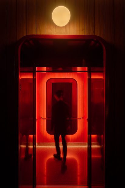 Illuminated elevator at The Standard