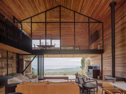 Wood-clad home interior in Chile
