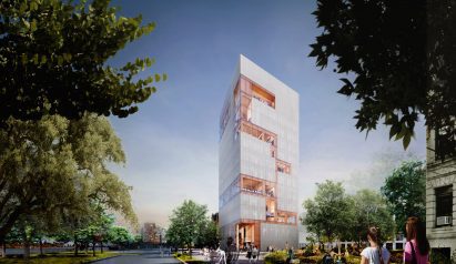 Renderings of a mass timber skyscraper