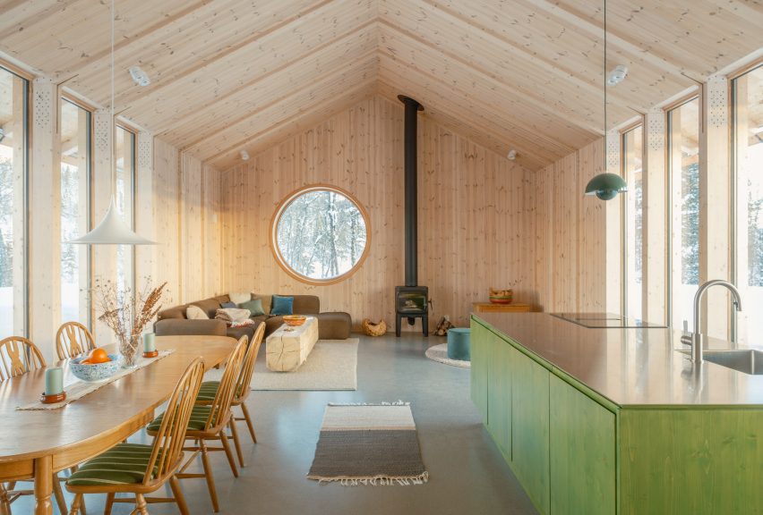 Interior of the Timber Nest cabin in Norway by Quentin Desfarges