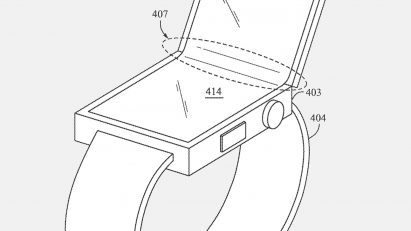 Drawings from Apple's patent application for a foldable smartwatch