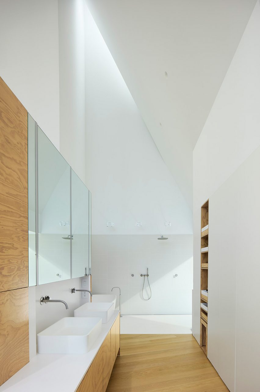 Bathroom with long sink