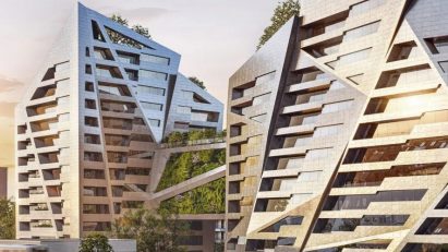 Angular plant covered building Paris