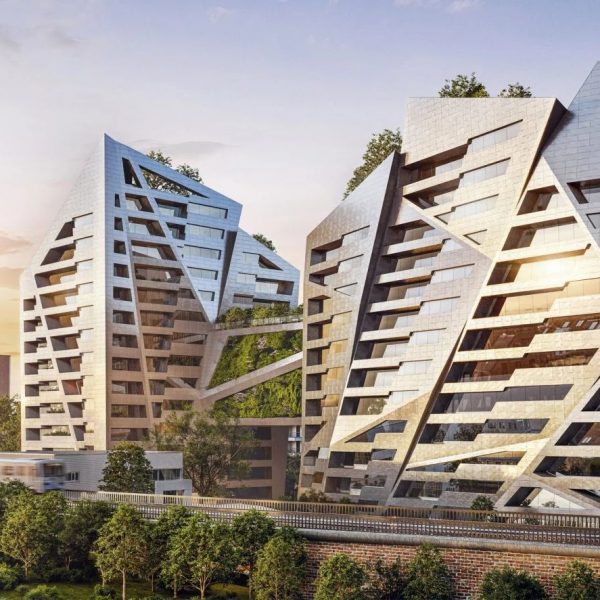 Angular plant covered building Paris