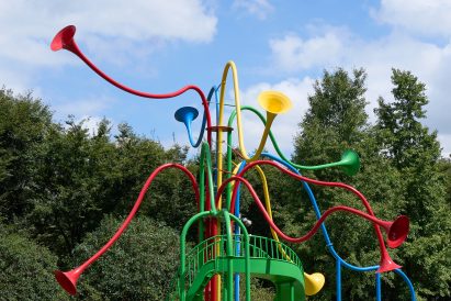 Colourful speaking tubes in Shanghai public art installation