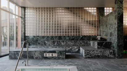 Spa clad in green marble