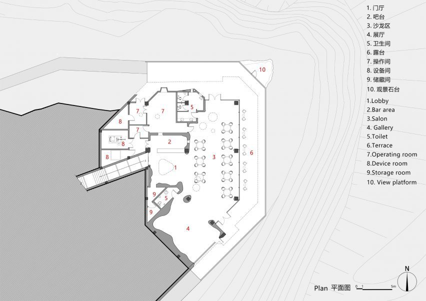 Ground floor plan of Blue Insight Cave Space in China by 3andwich Design