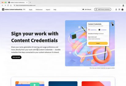 Screenshot of the Adobe Content Authenticity app website 
