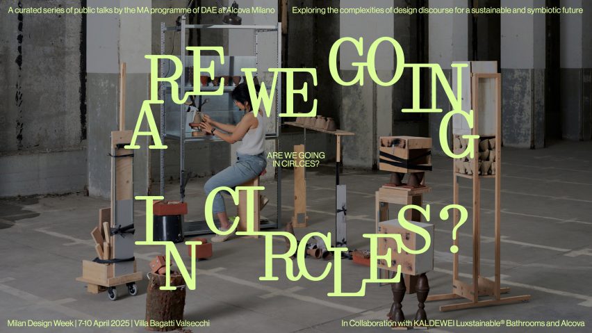 Photo of person in workshop with text overlay