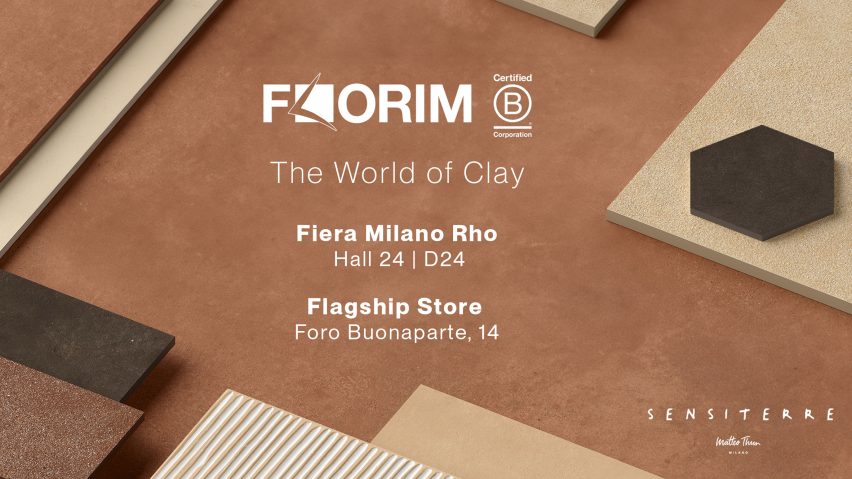 Graphic for Florim's The World of Clay exhibition at Salone del Mobile