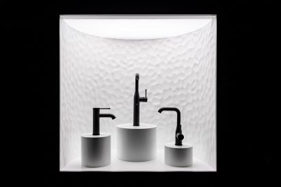 The Essence Crafted Lever taps displayed as part of the installation
