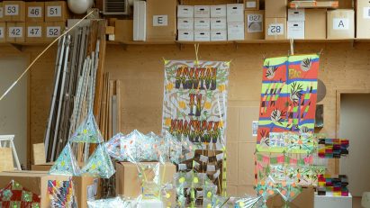 A series of kites made from bamboo