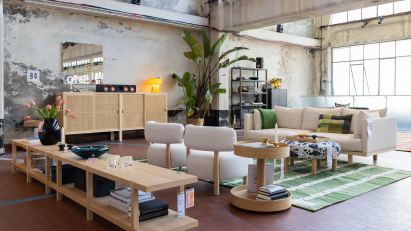 Room with selections of sofas, chairs and homeware from Stockholm 2025 collection