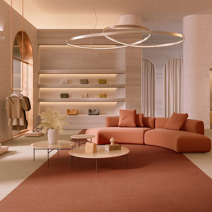 Modulyss flooring in an orange colour