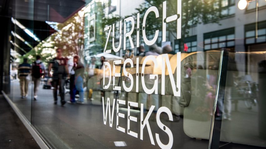 Photo of Zurich Design Weeks text on a window