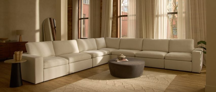 Aire modular sofa by Silk & Snow in an L-shape