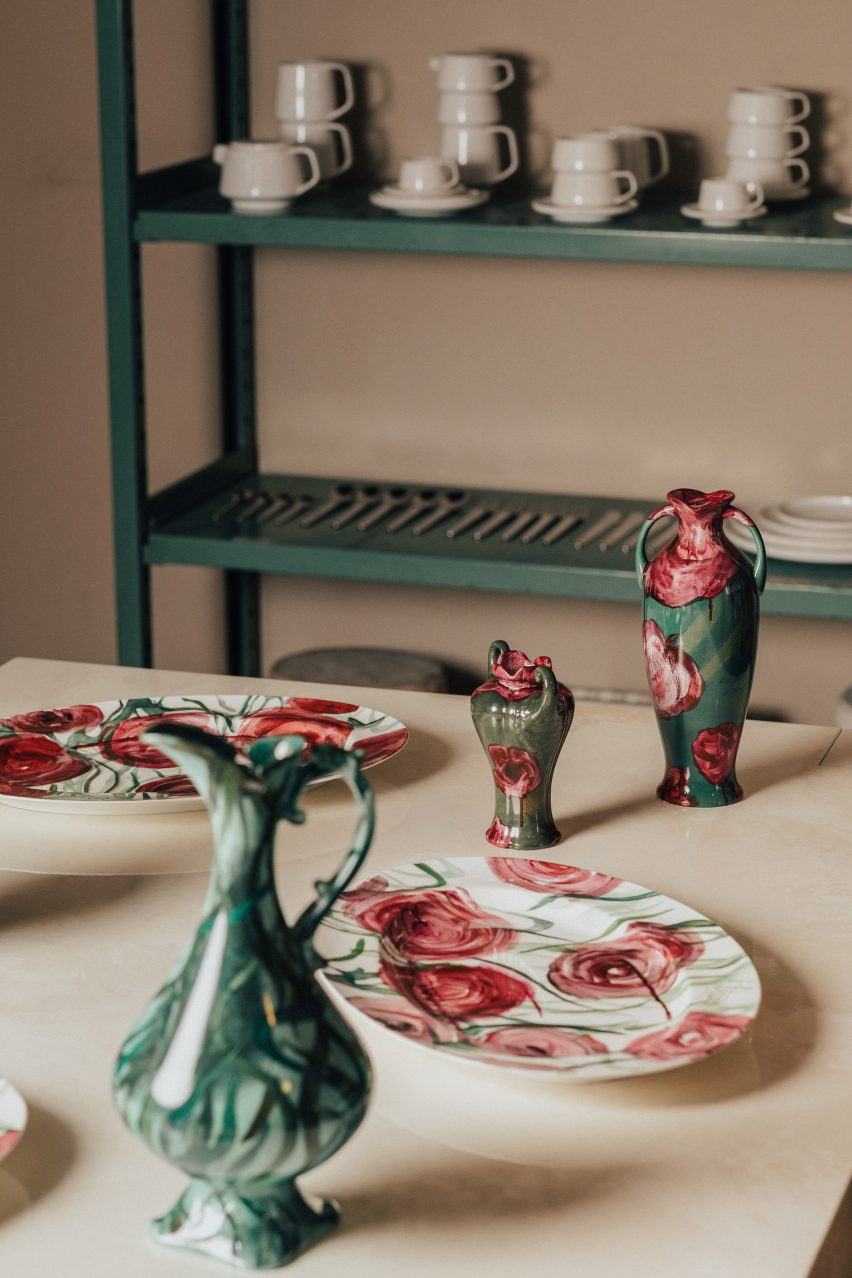Faye Toogood adds painted roses to Noritake porcelain