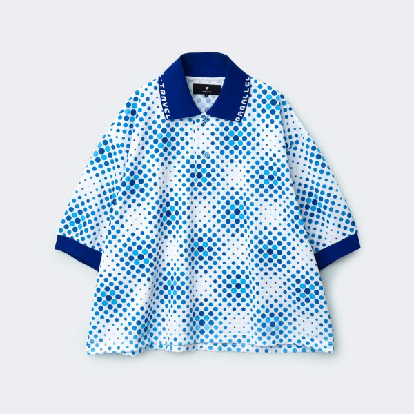 Patterned polo shirt with blue dots
