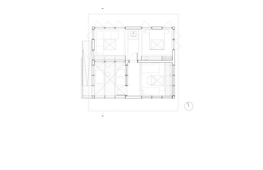 Plan of Smoke Lake Cabin by Anya Moryoussef Architect
