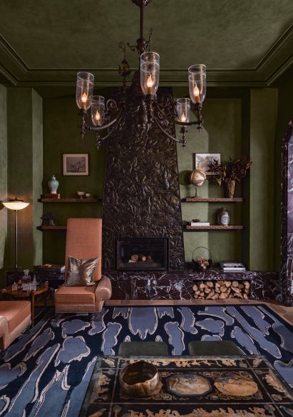 Brass bas-relief fireplace