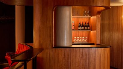 Wooden cinema salon bar