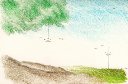 Norman Foster sketch of bird feeders