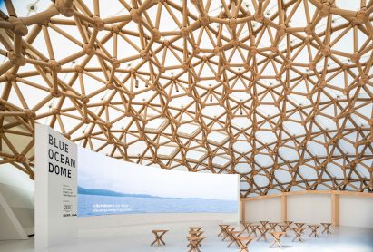 Cardboard structure of Blue Ocean Dome by Shigeru Ban