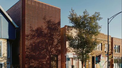 Brick facade of a furniture studio in New York