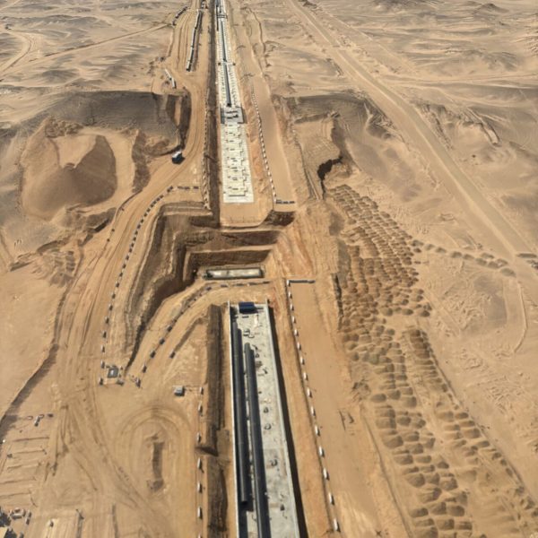 Photos show concrete works underway at The Line megacity