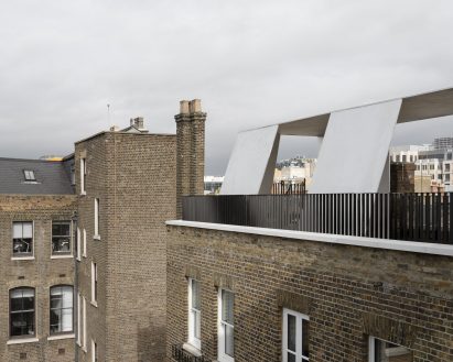 Aluminium rooftop pavilion by Carmody Groarke
