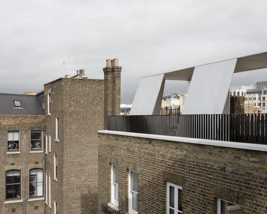 Aluminium rooftop pavilion by Carmody Groarke
