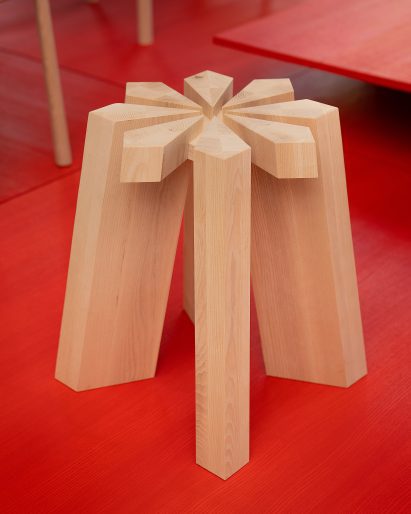 Wooden stool with star-shaped seat