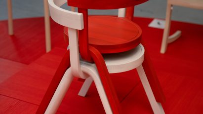 Hugging wooden chairs