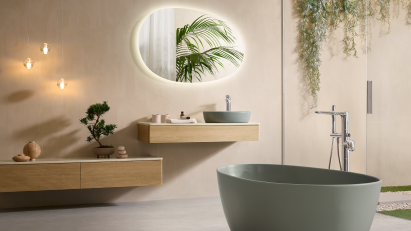 Villeroy & Boch's Antao range in a contemporary earthy bathroom interior
