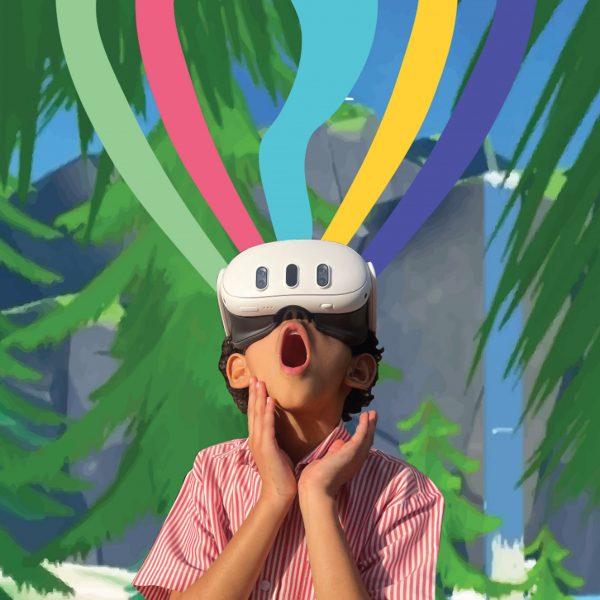 a person wearing a VR device