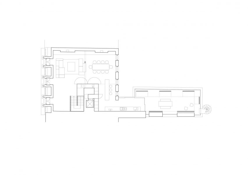 Upper floor plan of Covent Garden Apartment by Carmody Groarke