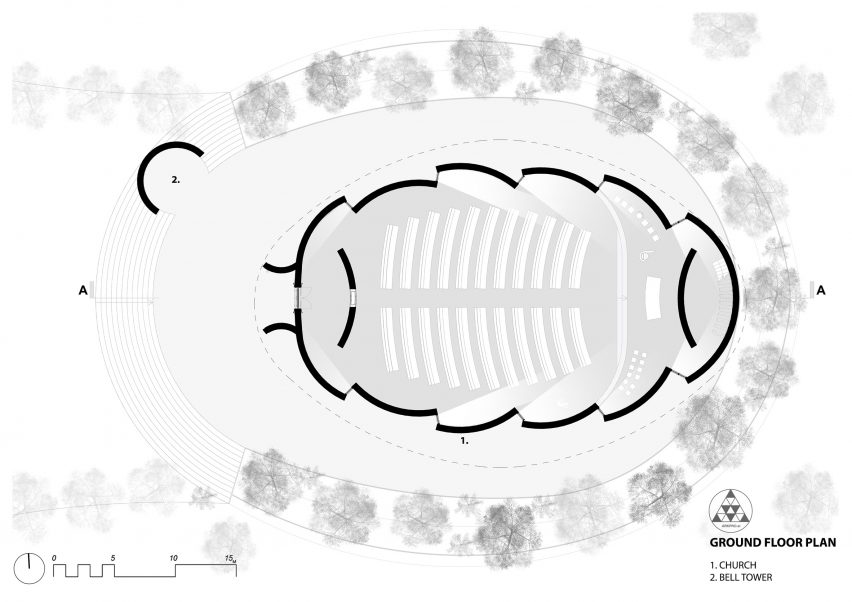 Floor plan of Narac Church by Arkpro Studio