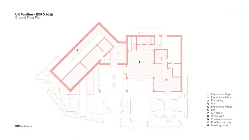Ground floor plan of the UK Pavilion at Expo 2025 Osaka by Woo Architects