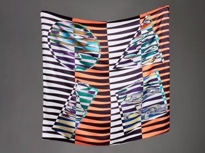 A geometric silk scarf